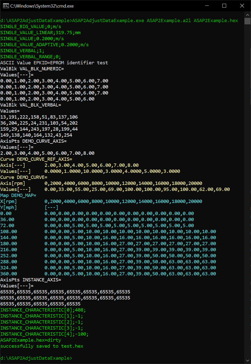 ASAP2Demo ValueOutput